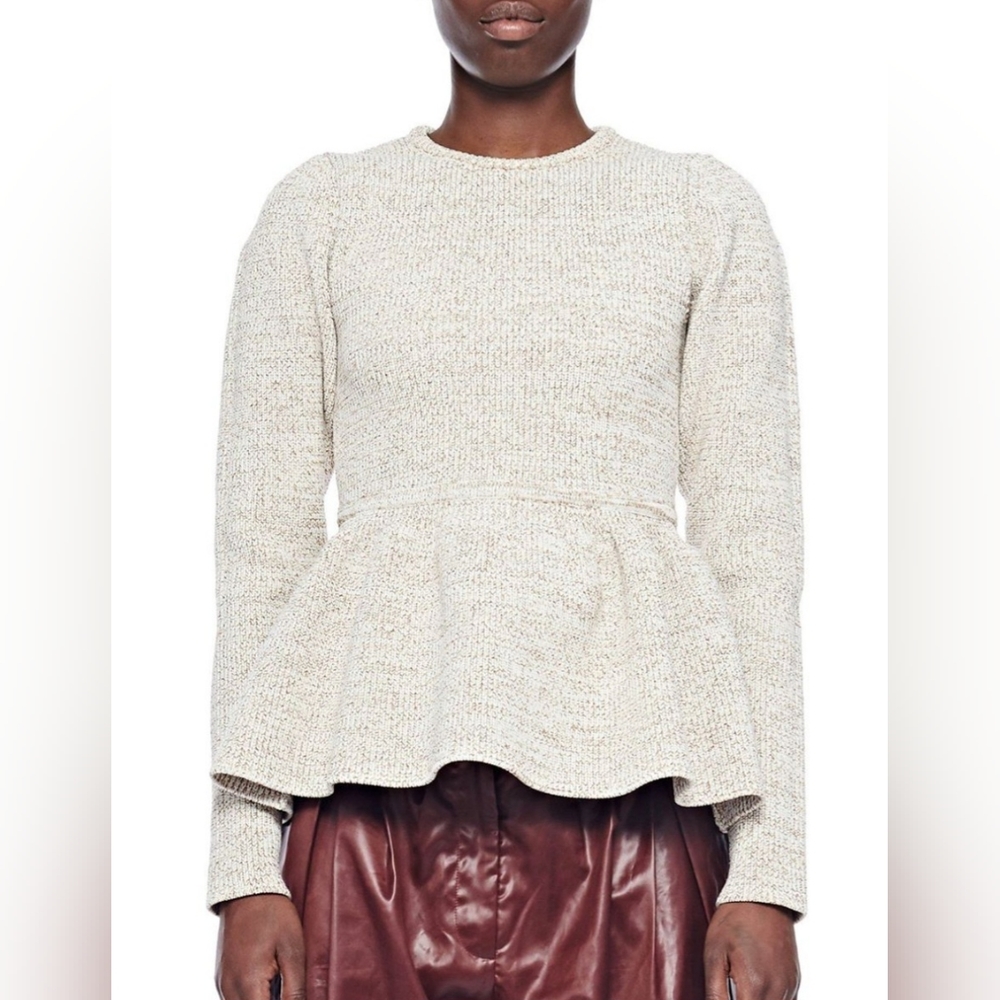 NWT Tibi Tech Tweedy Sculpted Peplum Sweater Size Small